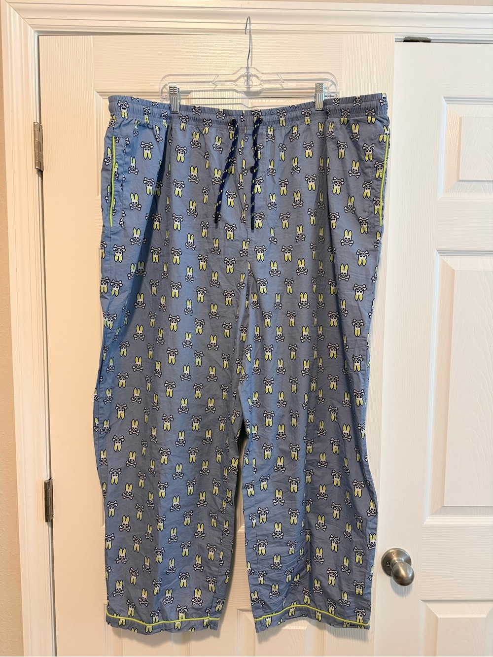 Psycho Bunny Blue Pajama Pants with Yellow Accents